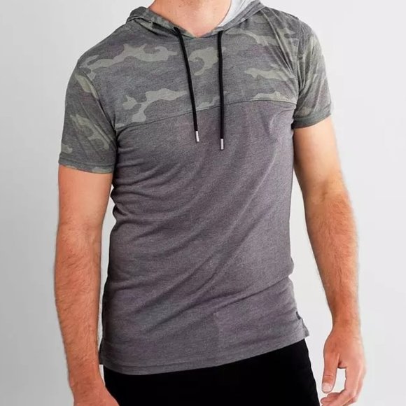 DEPARTWEST Other - Camo Color Block Hooded T-Shirt DEPARTWEST Large